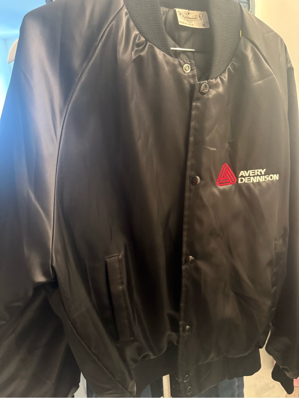 Men's Avery Dennison Black Satin Bomber Jacket